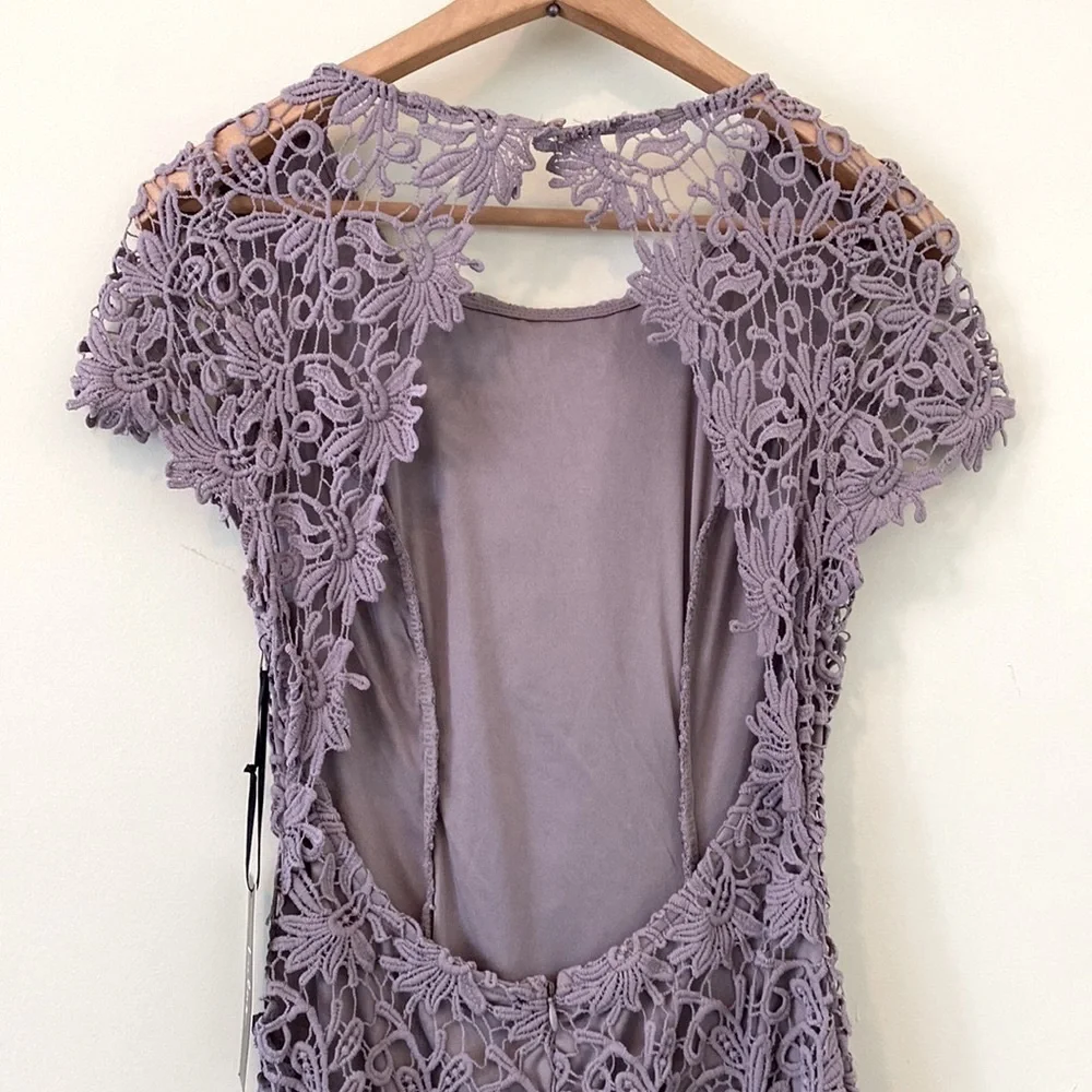 Lulus Romance language Backless Lace Dress Gray size Medium